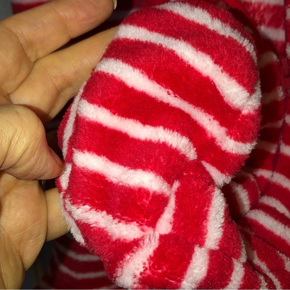 Little Me Christmas🎅🏽Santa Stretch Candy Cane Stripe Infant Footed Onesie NWT - Picture 8 of 15